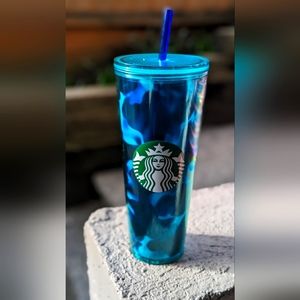 Starbucks Blue Marble Design Tumbler